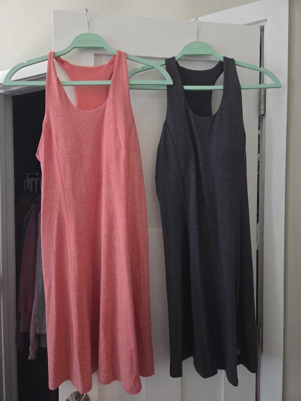 Spyder Tank Swing Dress in Coral and Charcoal